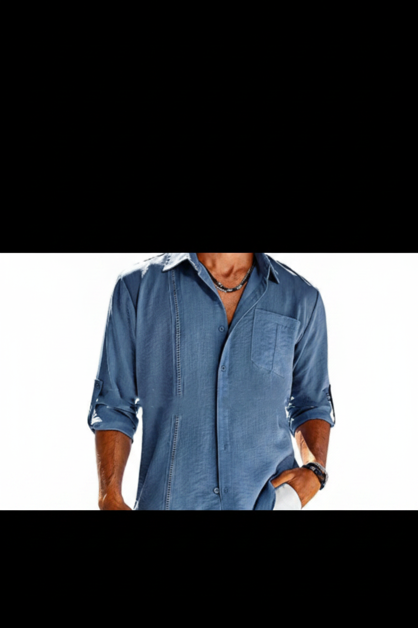 Casual Long Sleeve Shirt With Pocket Lace Polo Collar Solid Color Button